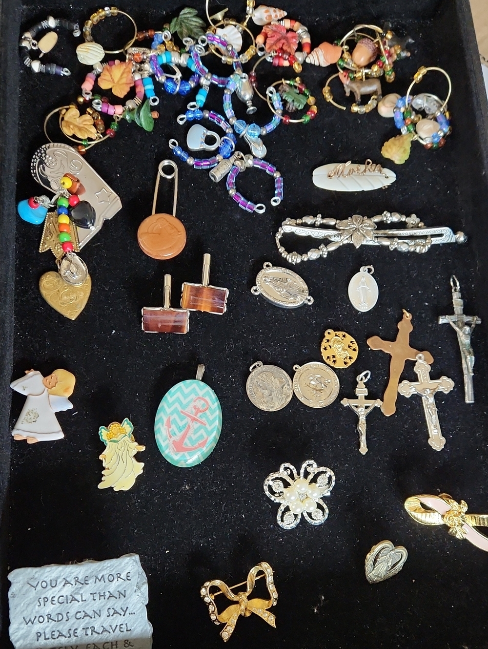 Mixed Women’s Jewelry Lot — Multicolor Charms, Crosses & Pendants